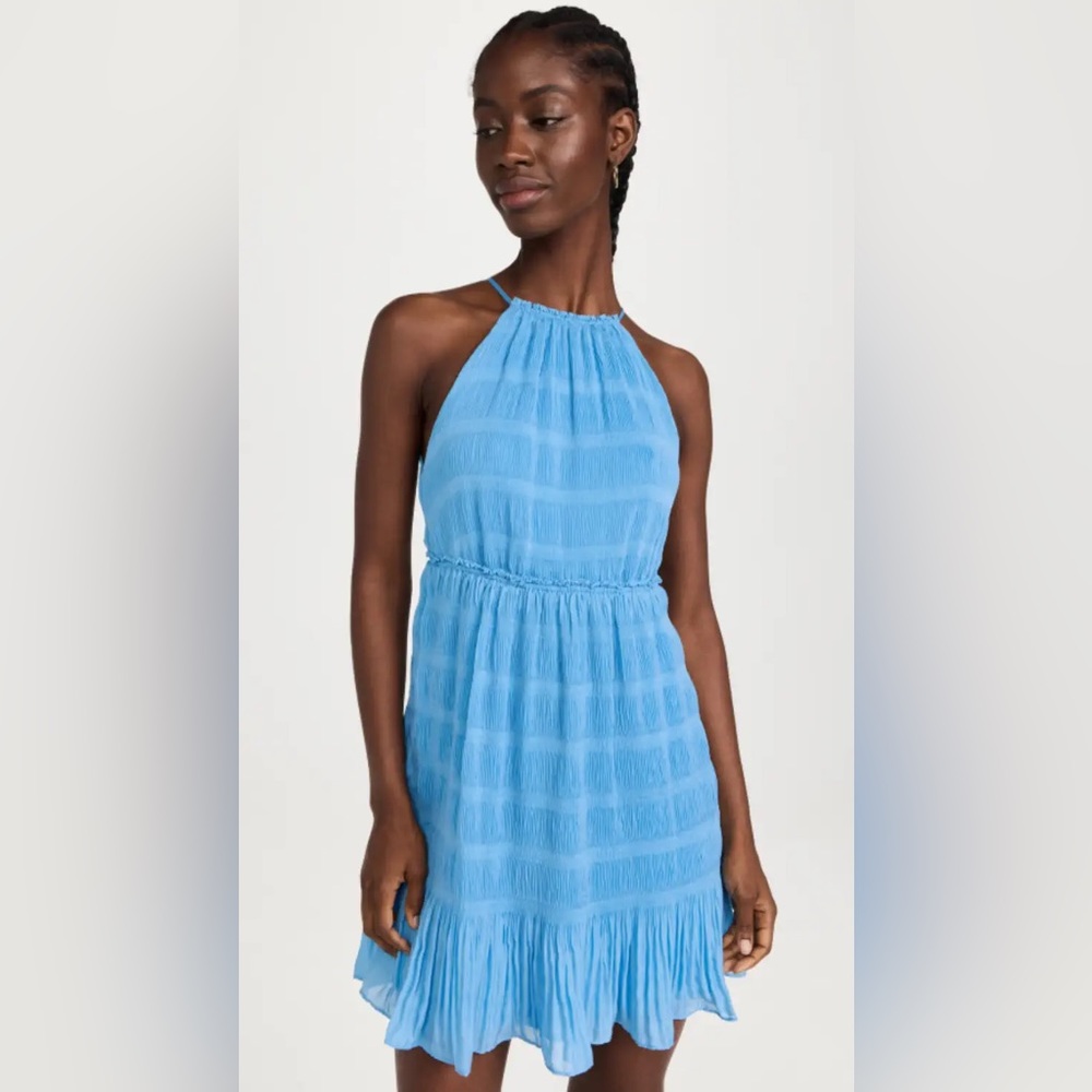 NWT REBECCA TAYLOR Pleated Voile Short Dress in Cerulean Size Large